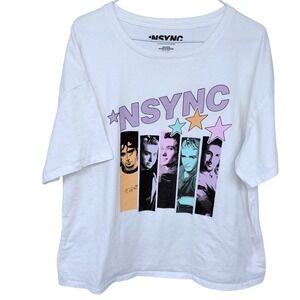 *NSYNC Graphic T Shirt XXL Women's White Scoop Neck Boy Band 2024 Zeeks